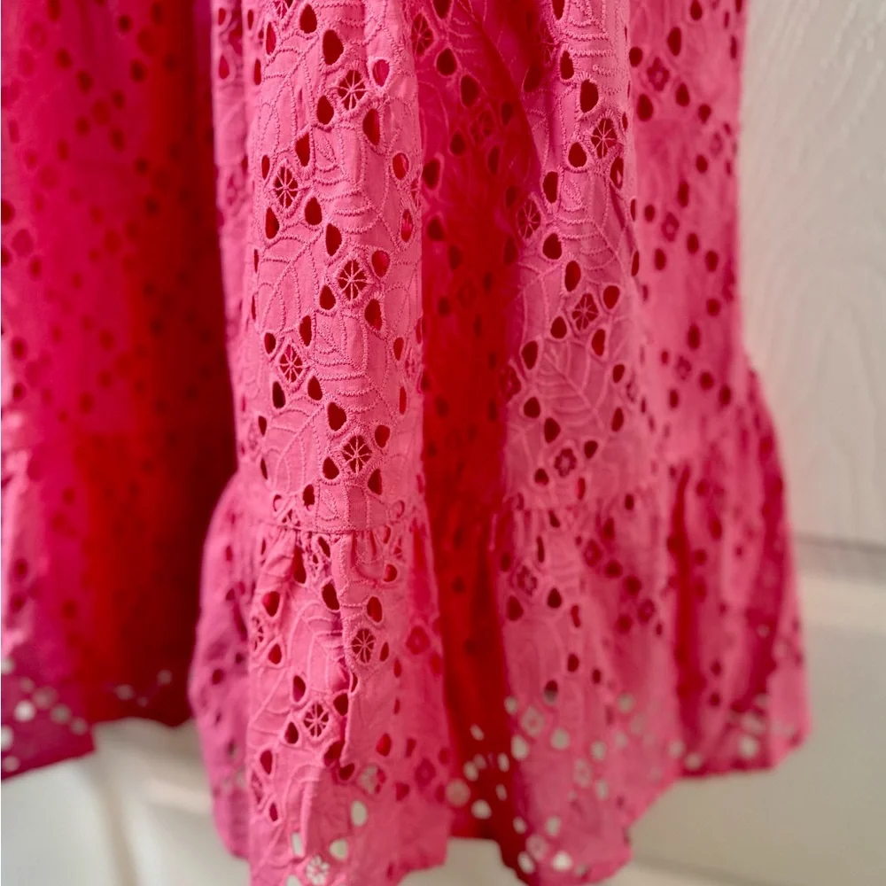 Draper James Wilson Pink Eyelet Whimsical Feminine Mini Dress New With Tags XL - Picture 4 of 13